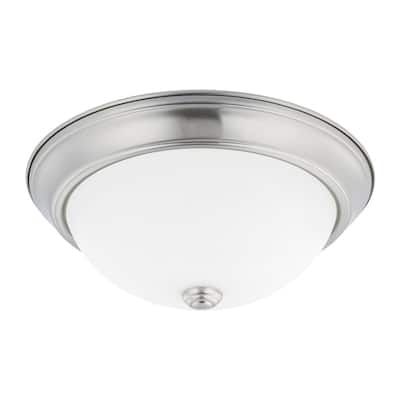 2-light Brushed Nickel Flush Mount - Brushed Nickel