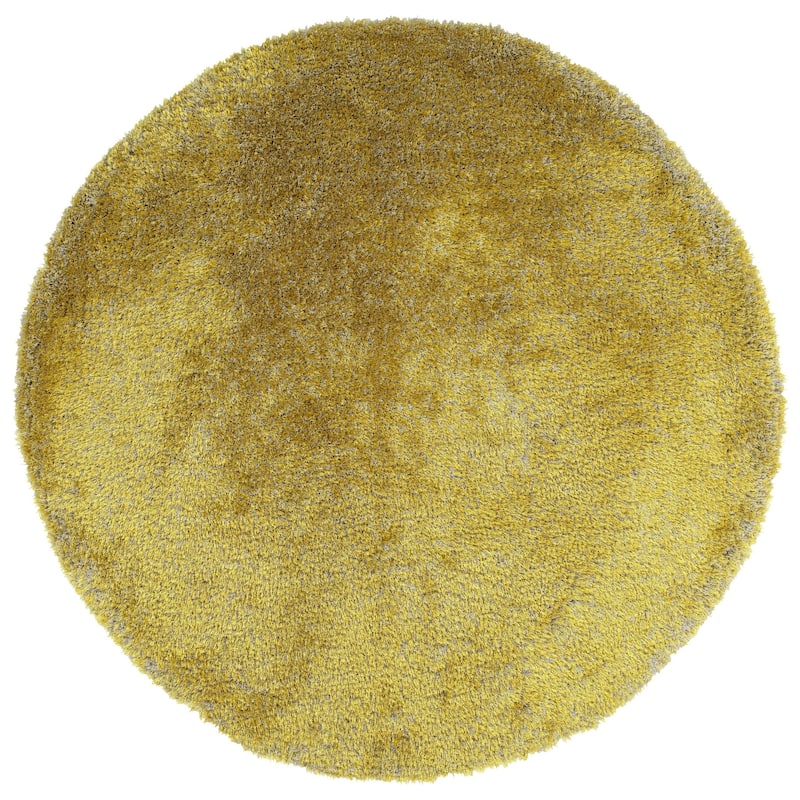 Hand-Tufted Silky Shag Lime Green Polyester Round Rug - 8' Round - 8' Round