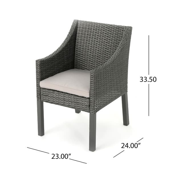 dimension image slide 1 of 2, Giovani Outdoor 7-piece Rectangular Wicker Dining Set by Christopher Knight Home