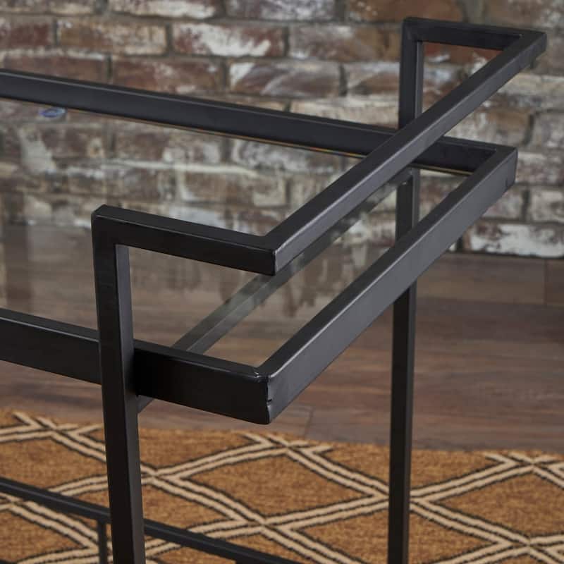 Ambrose Industrial Glass Bar Cart with Shelves by Christopher Knight Home