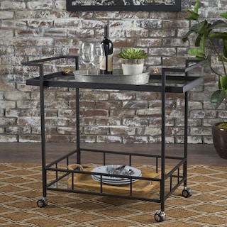 Ambrose Industrial Glass Bar Cart with Shelves by Christopher Knight Home