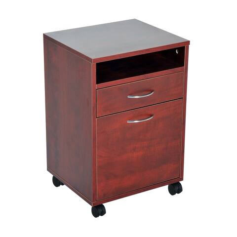 HomCom 24" Rolling End Table Mobile Printer Cart Nightstand Organizer - Brown - 15.7*13.8*23.6