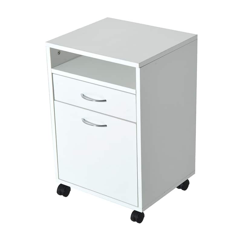 HOMCOM 24" Mobile Printer Cart with 2 Drawers, White