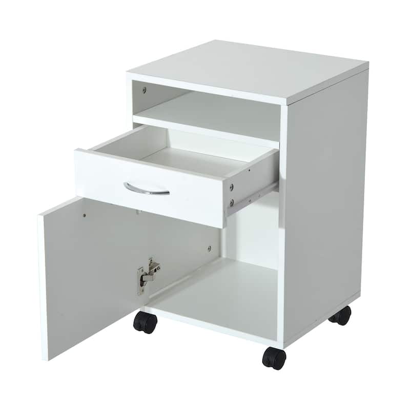 HOMCOM 24" Mobile Printer Cart with 2 Drawers, White