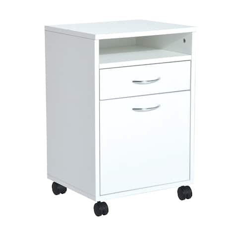 HomCom 24" Rolling End Table Mobile Printer Cart Nightstand Organizer - White