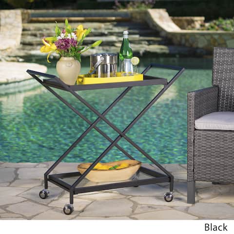 Annika Outdoor Industrial Bar Cart by Christopher Knight Home