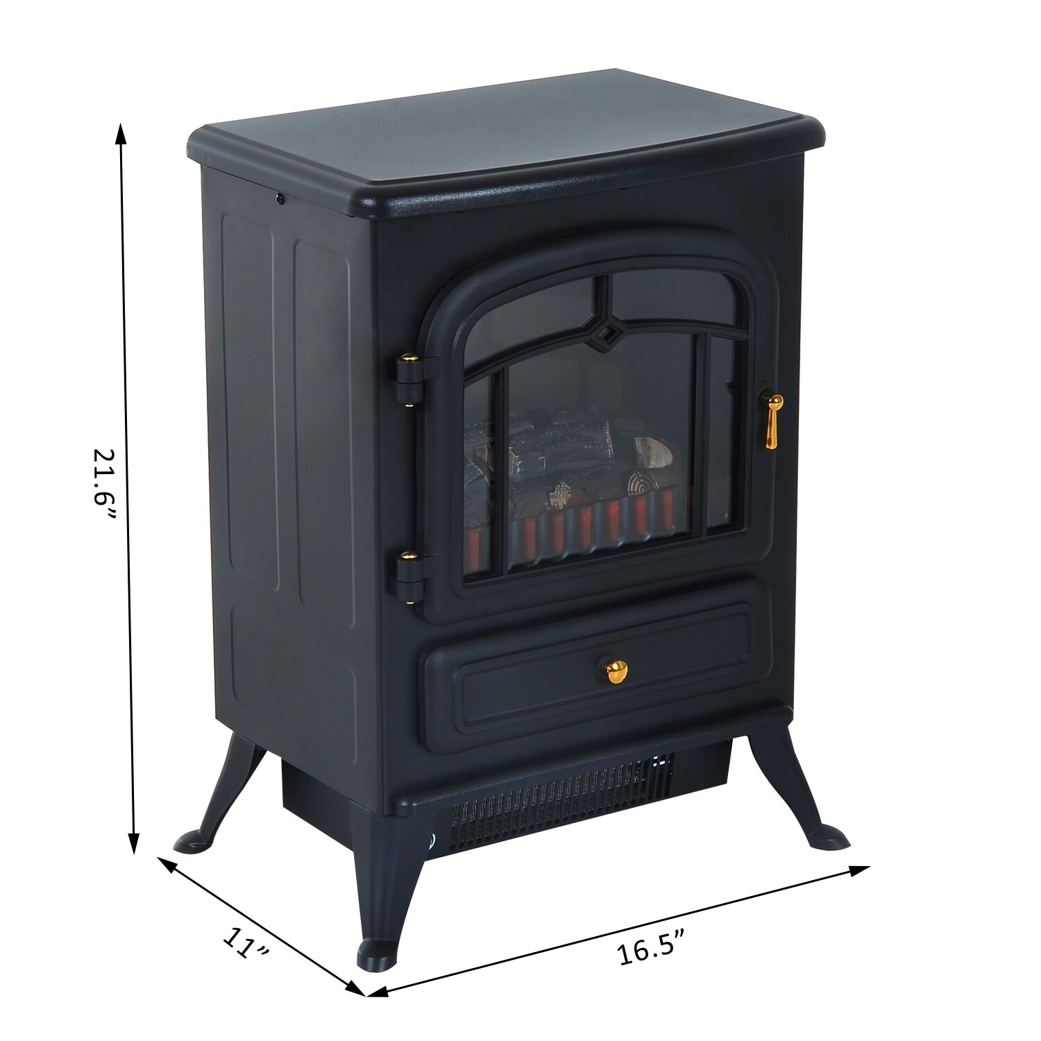 Large Free Standing Electric Fireplace Stove Heater Led Burning