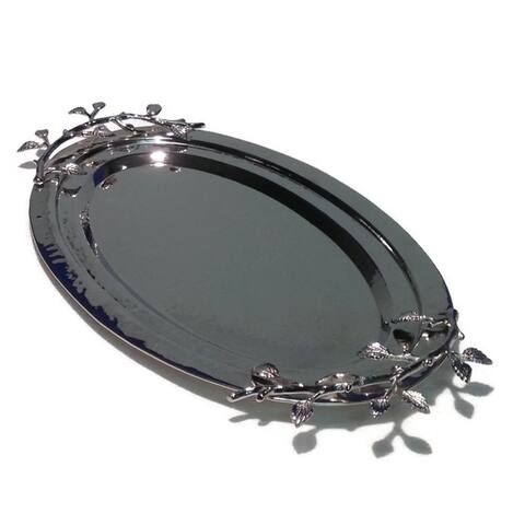 Heim Concept Sparkle Silver Leaf Oval Tray