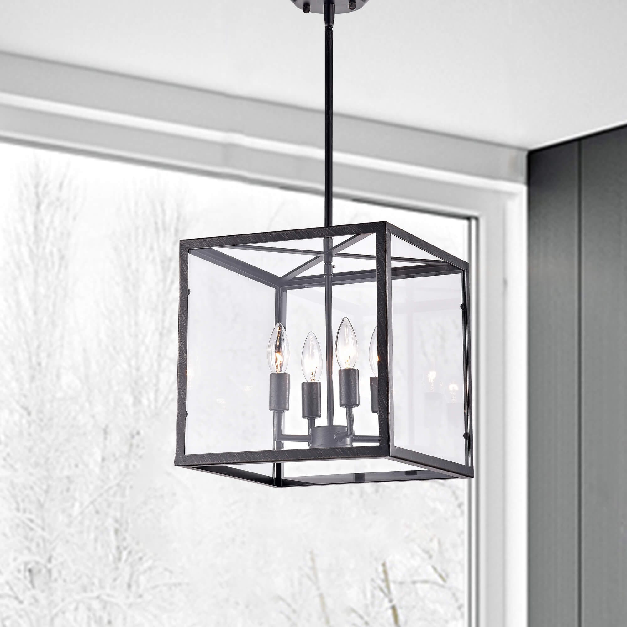 La Pedriza Antique Black 4-Light Square Cage Chandelier (Antique Black, 4-Light, Square Cage Chandelier) - Chandeliers For Bedrooms by Overstock.com