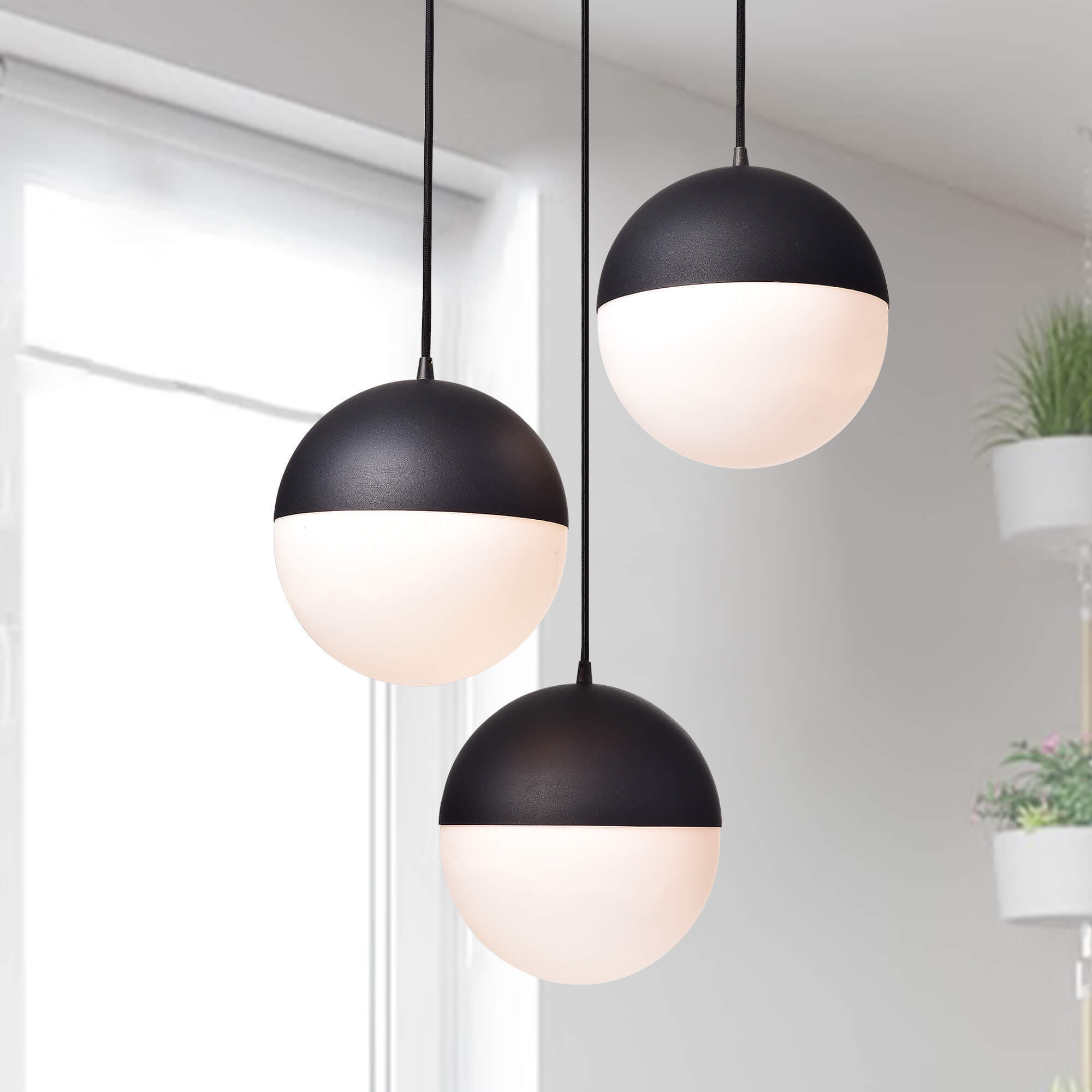 Fabiola Matt Black 3-Light Globe Pendant Chandelier (Matt Black, 3-Light, Globe Pendant Chandelier) - Chandeliers For Bedrooms by Overstock.com