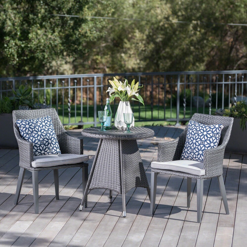 Grey rattan outlet bistro chairs