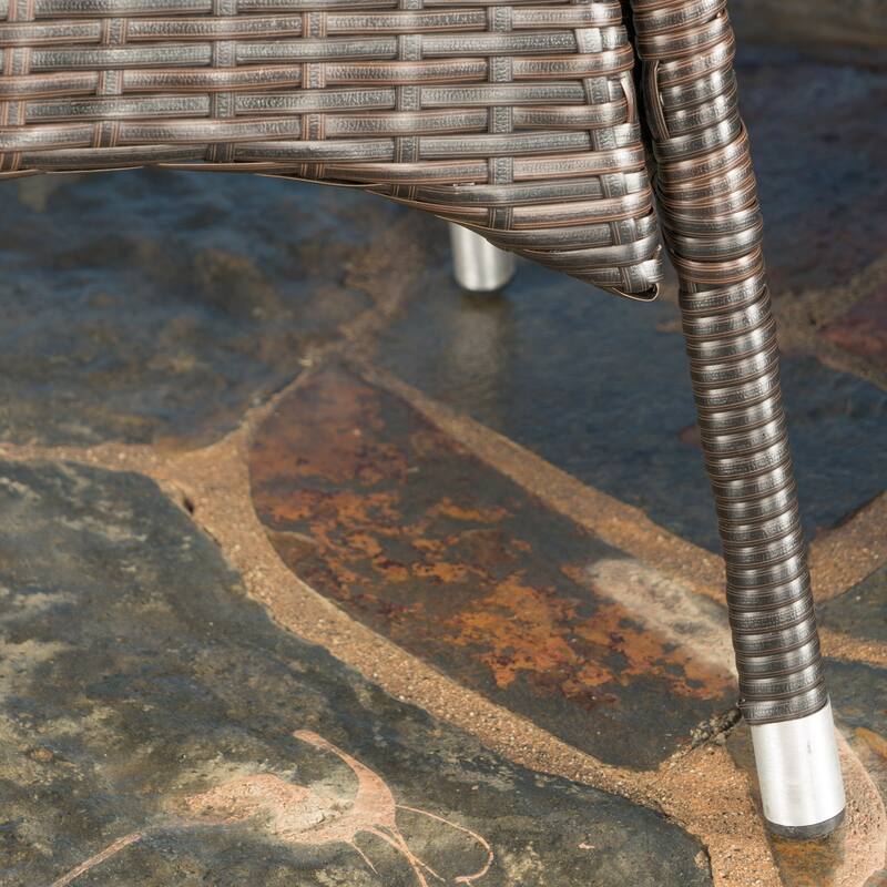 Cypress Outdoor 3-Piece Round Wicker Bistro Chat Set with Umbrella Hole & Cushions by Christopher Knight Home