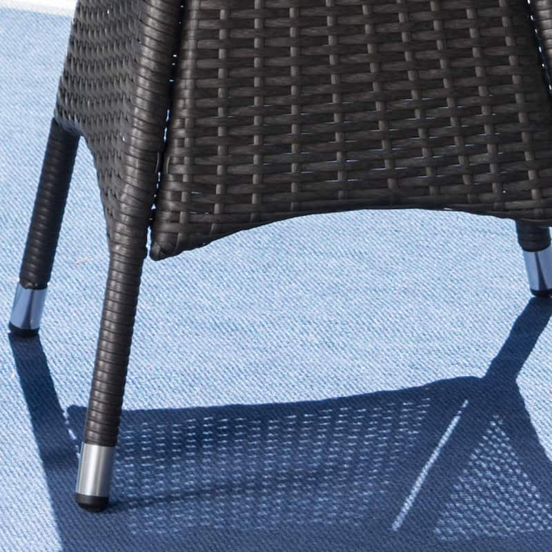 Franco Outdoor 3-Piece Round Wicker Bistro Chat Set with Umbrella Hole & Cushions by Christopher Knight Home - N/A