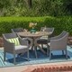 Owen Outdoor 5-piece Round Wicker Wood Dining Set with Cushions by Christopher Knight Home - Thumbnail 5