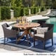Owen Outdoor 5-piece Round Wicker Wood Dining Set with Cushions by Christopher Knight Home - Thumbnail 1