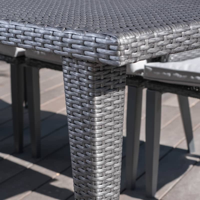 Lenox Outdoor 9-piece Rectangular Wicker Dining Set with Cushions by Christopher Knight Home