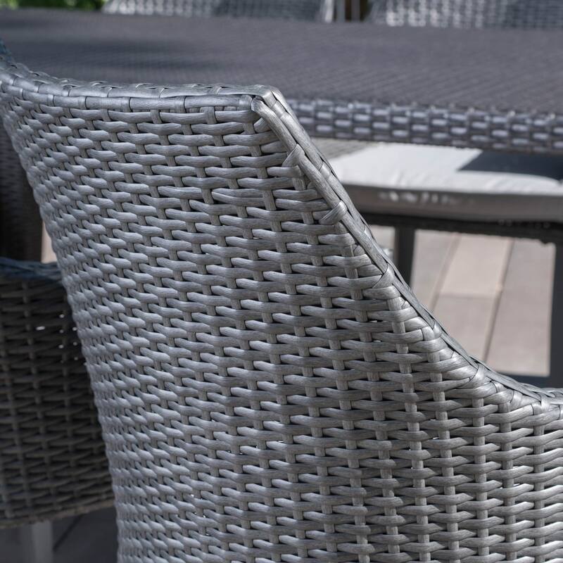 Lenox Outdoor 9-piece Rectangular Wicker Dining Set with Cushions by Christopher Knight Home