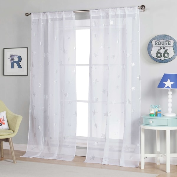 Shop Lala Bash Gruda Sheer Printed Metallic Stars Curtain Panel Pair
