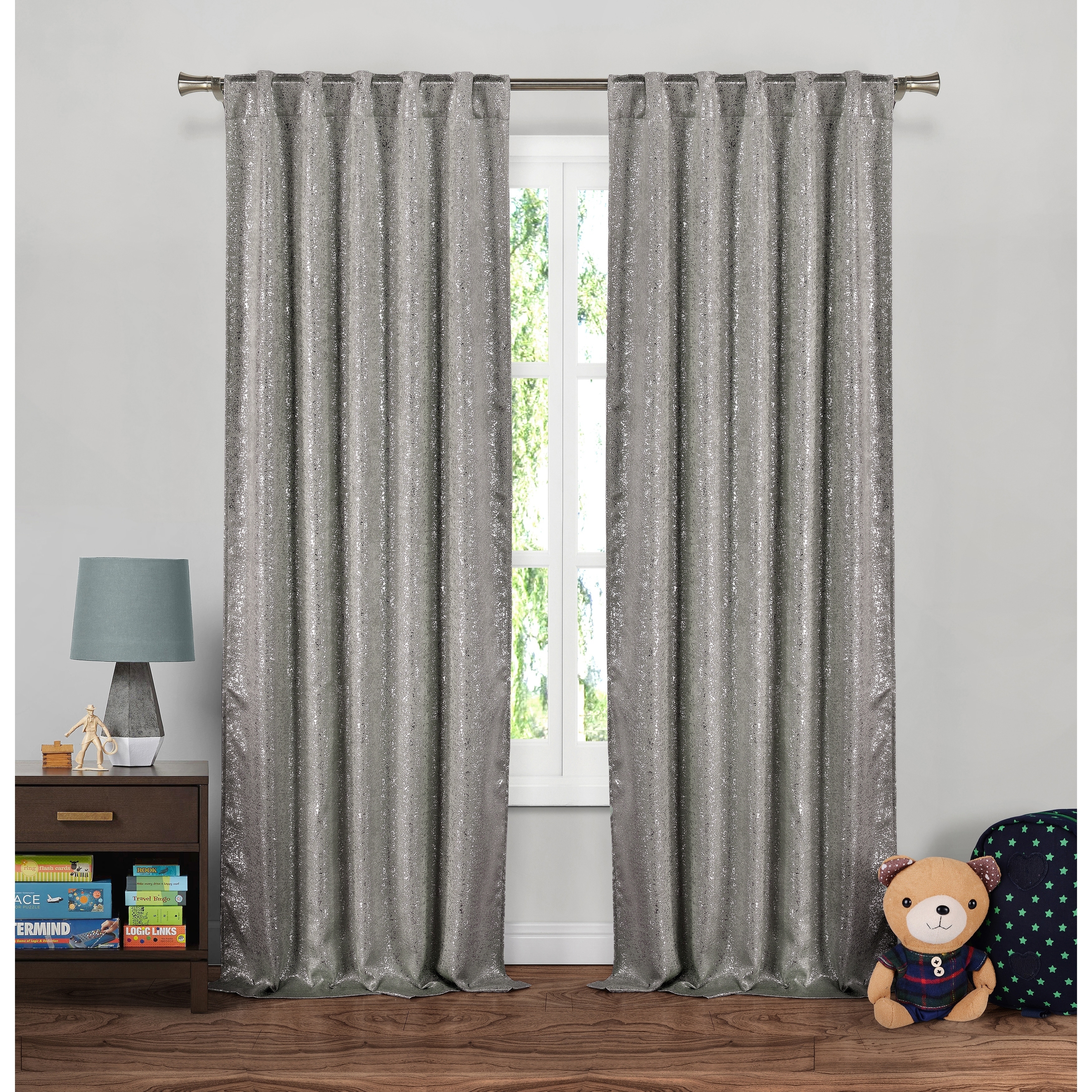 Lala Bash Maddie Sparkles Blackout Curtain Panel Pair - Seafoam 37x84