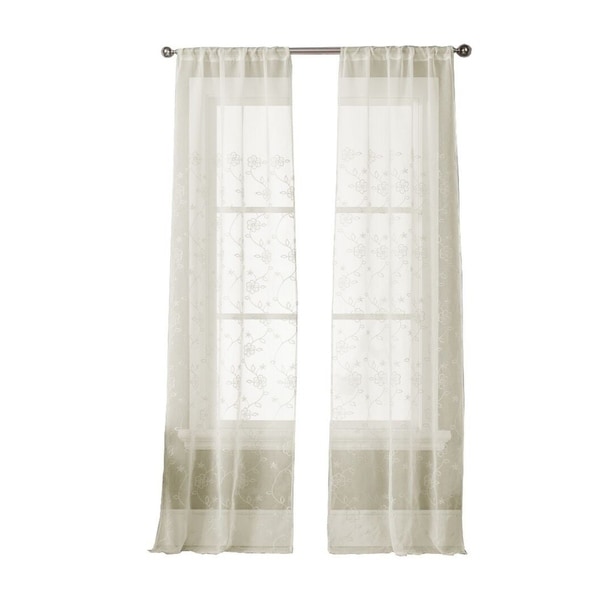 Emb Harlow Sheer Pole Top Curtain Panel Pair - 35x96