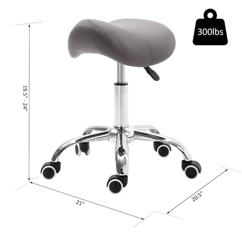 HomCom Height-adjustable Grey Rolling Massage Stool w/ Chrome Base