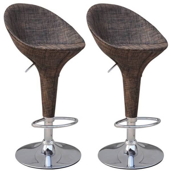 Homcom Set Of 2 Modern Rattan Wicker Adjustable Swivel Home Pub Bar Stool On Sale Overstock 18088140