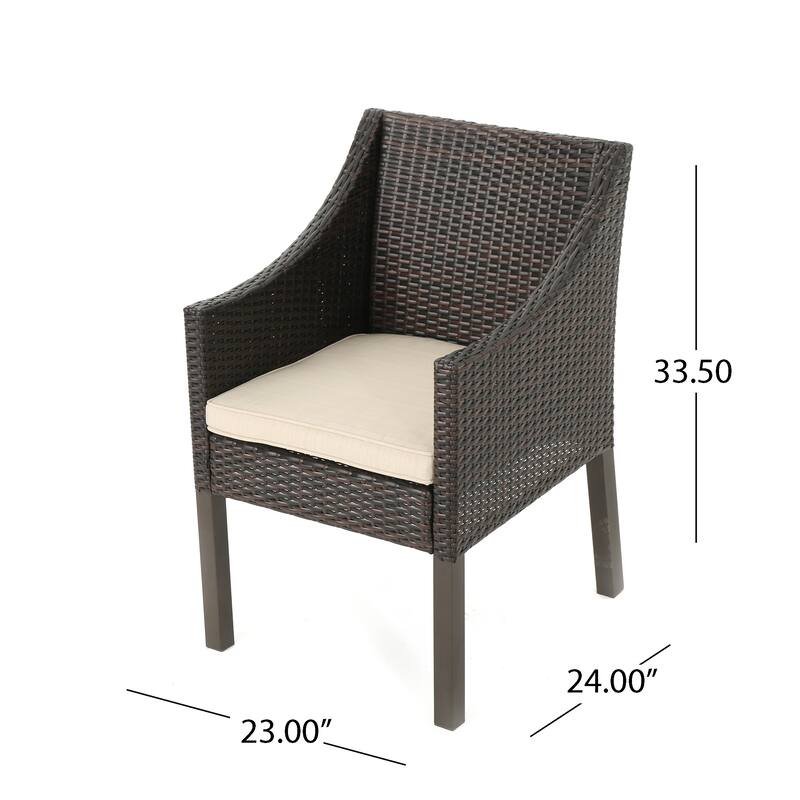 Antibes Outdoor Wicker Dining Chairs with Cushions by Christopher Knight Home - N/A