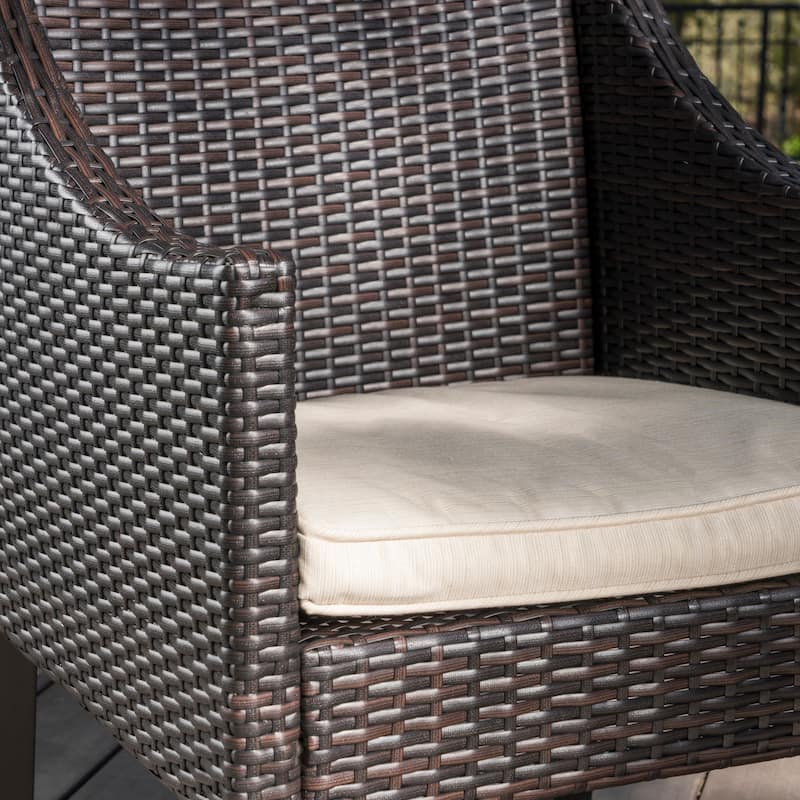 Antibes Outdoor Wicker Dining Chairs with Cushions by Christopher Knight Home - N/A