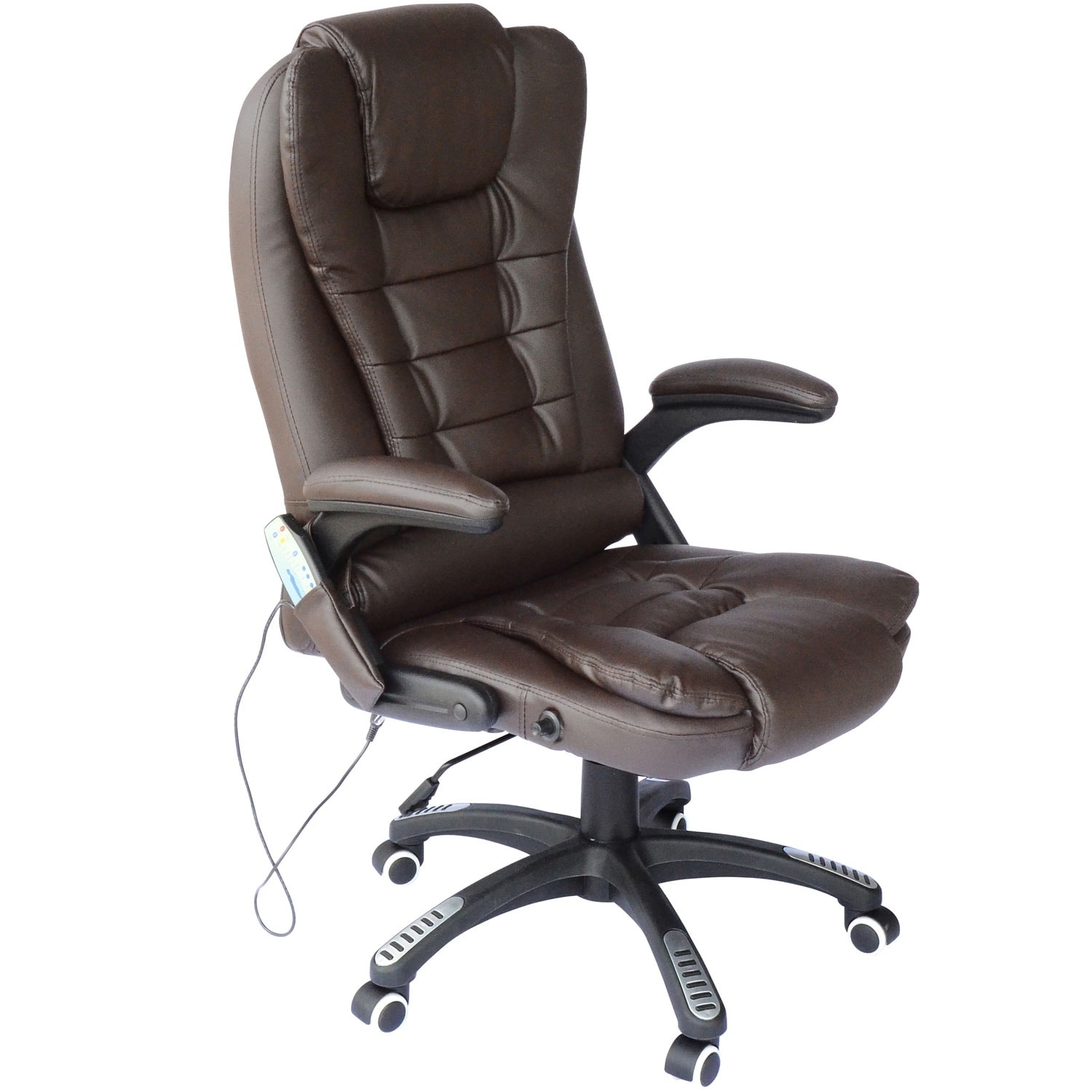 Homcom Executive Ergonomic Heated Vibrating Massage Office Chair Brown On Sale Overstock 18088215