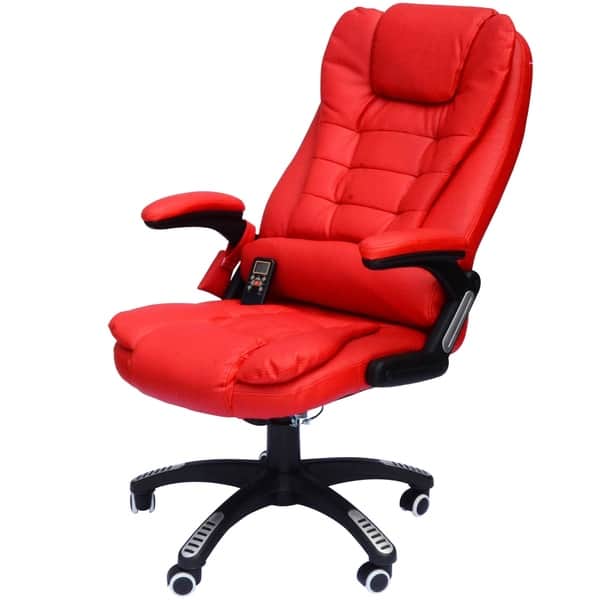 Office Ergomomic Heated Vibrating Massage Chair PU Leather Swivel