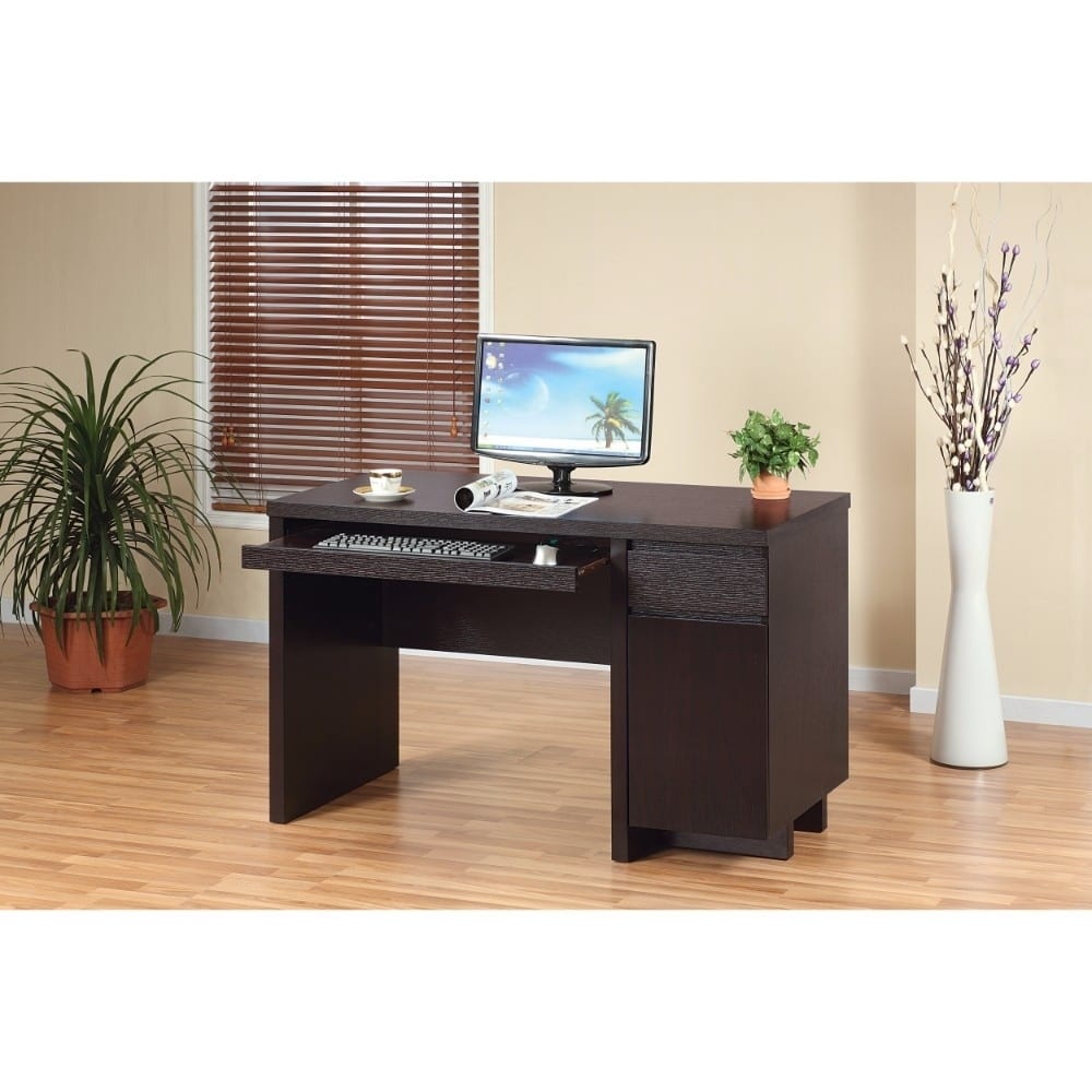 Contemporary Style Computer Desk With One Storage Cabinet.