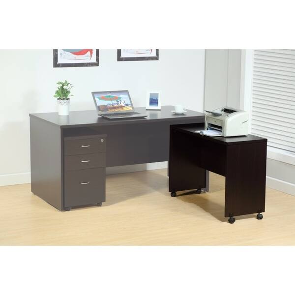 Shop Stylish Dark Brown Finish Return With Spacious Display Top