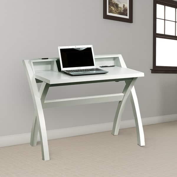 Shop Sleek Contemporary Desk With Cross Legs White Free