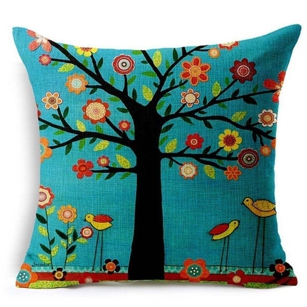 Shop Vintage Home Decor Cotton Linen Throw Pillow Cover Flower Tree ... Shop Vintage Home Decor Cotton Linen Throw Pillow Cover Flower Tree ...