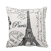 Paris Cotton Linen Pillow Cover 18 Inch - Black/White