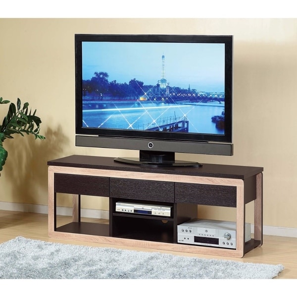 Spacious TV Stand With Open Drawers, Brown