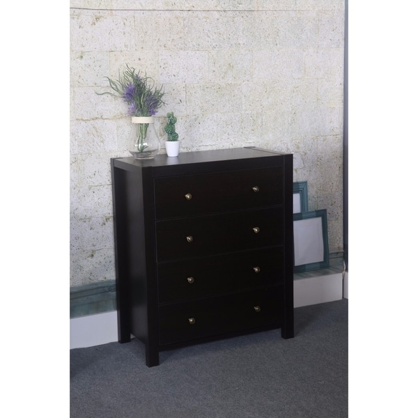 Contemporary Style Brown 4 Drawers Chest.