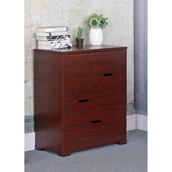 Spacious Brown Finish Chest With 4 Tier Storage Drawers