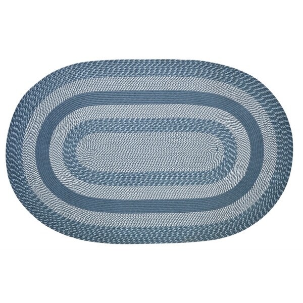 Shop Newport Slate Blue Round Braided Rug 8' Round Free Shipping