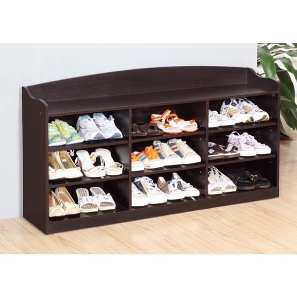Spacious Shoe Cabinet With Nine Shelves, Brown