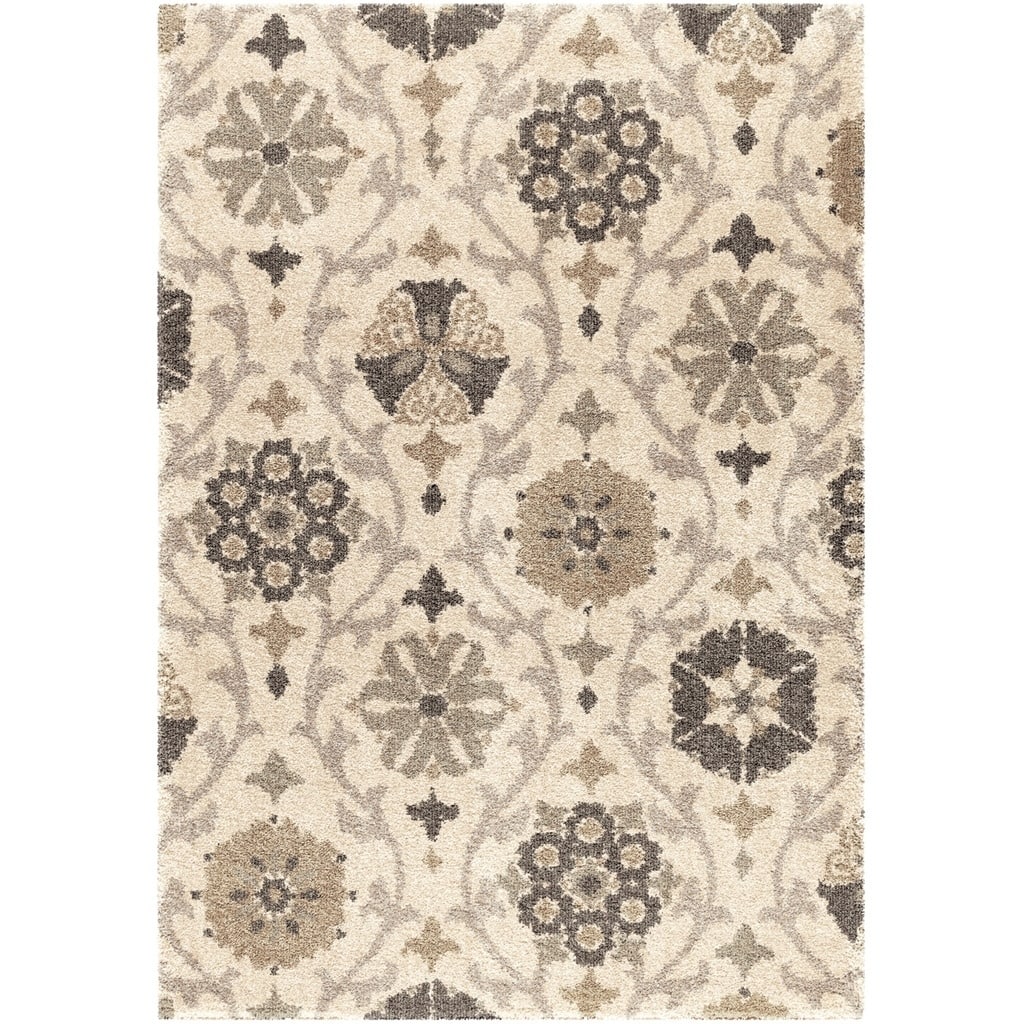 Cream Floral Vine Cream 60"x84" - 5" x 7"
