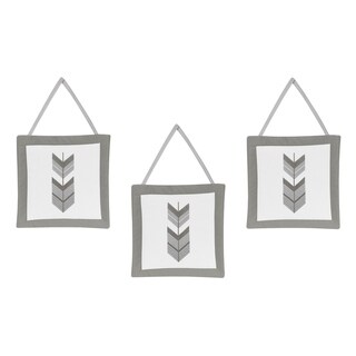 Sweet Jojo Designs Wall Hangings for the Grey and White Mod Arrow Collection (Set of 3)
