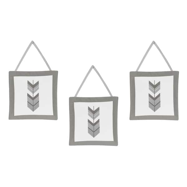slide 1 of 1, Sweet Jojo Designs Wall Hangings for the Grey and White Mod Arrow Collection (Set of 3)