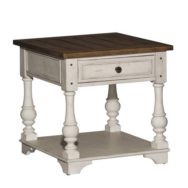 Shop Morgan Creek Antique White And Tobacco End Table On Shop Morgan Creek Antique White And Tobacco End Table On