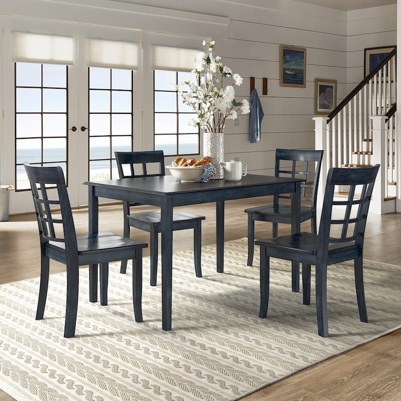 Wilmington II 48-Inch Rectangular Antique Dark Denim 5-Piece Dining Set by iNSPIRE Q Classic