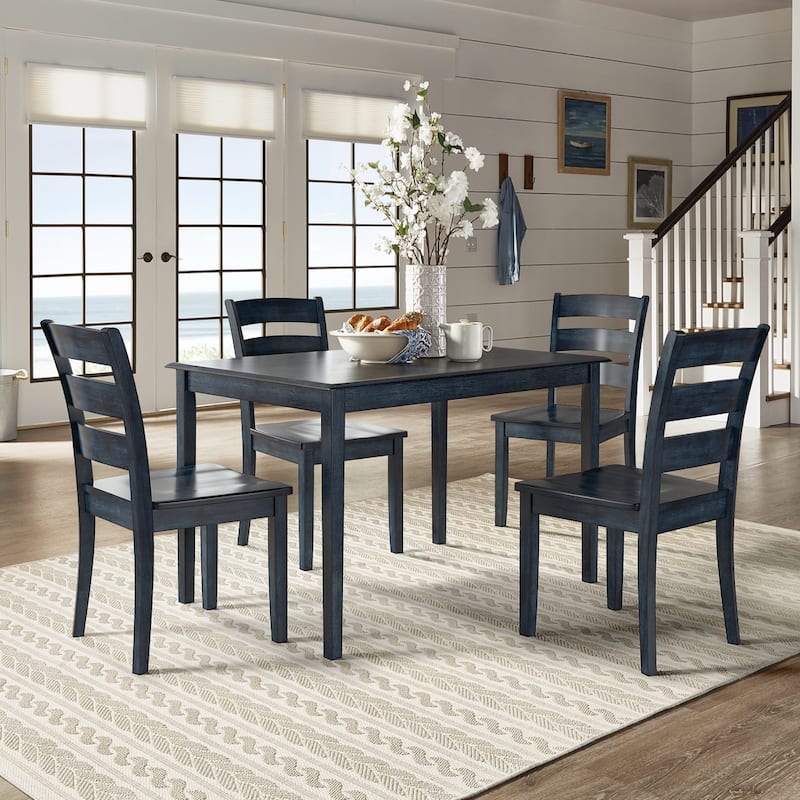 Wilmington II 48-Inch Rectangular Antique Dark Denim 5-Piece Dining Set by iNSPIRE Q Classic