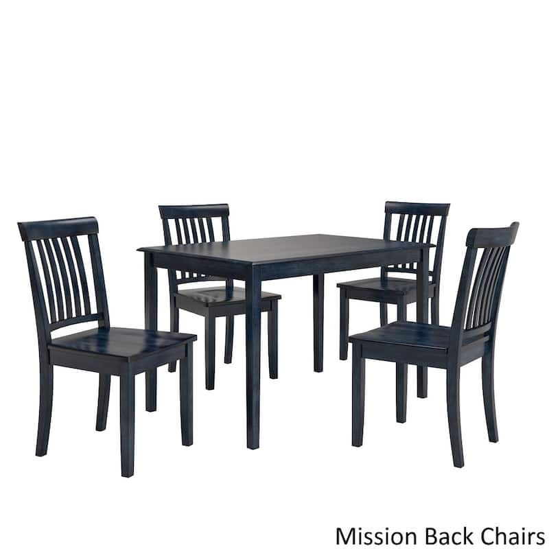 Wilmington II 48-Inch Rectangular Antique Dark Denim 5-Piece Dining Set by iNSPIRE Q Classic - Mission Back Chairs
