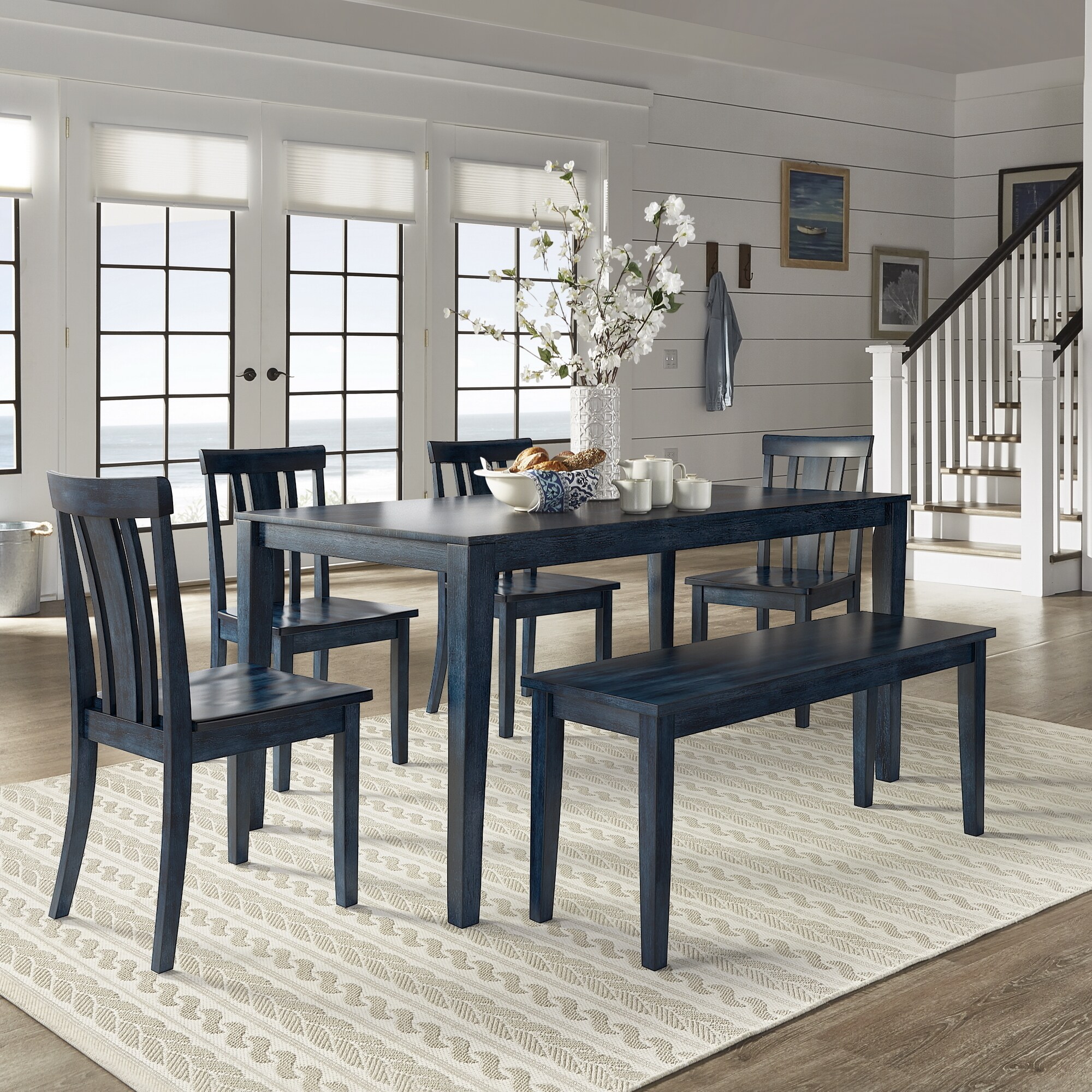 Wilmington Ii 60 Inch Rectangular Antique Dark Denim Dining Set By Inspire Q Clic