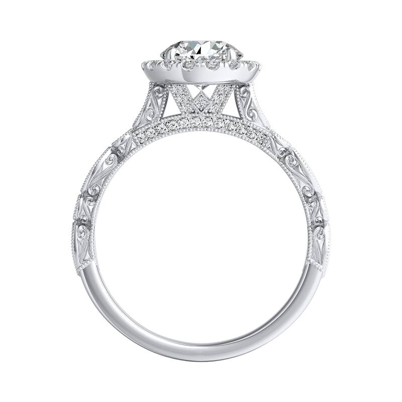 Auriya 14k Gold 3/4ctw Vintage Round Halo Diamond Engagement Ring