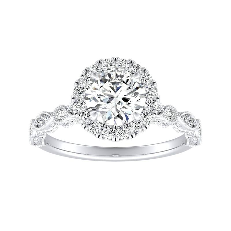 Auriya 14k Gold 3/4ctw Vintage Round Halo Diamond Engagement Ring - White - 9